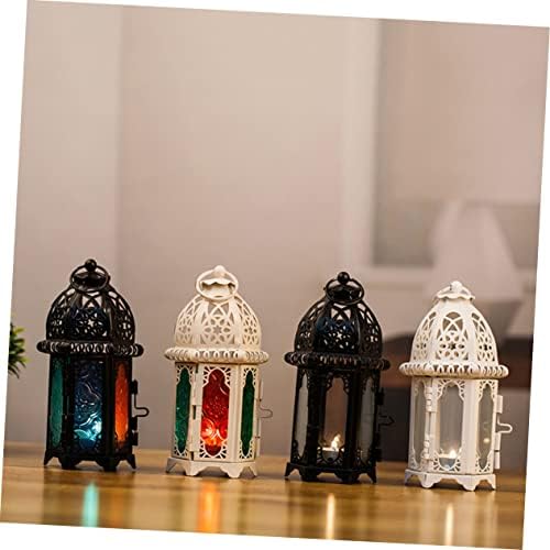 Iron Candle Lantern 2pcs Black Iron and Glass Xmas Hanging - Image 3