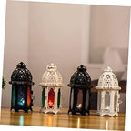 Iron Candle Lantern 2pcs Black Iron and Glass Xmas Hanging - Image 3