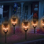 8 Pack Solar Halloween Lights Outdoor, Orange Skull Torch Lights - Image 4