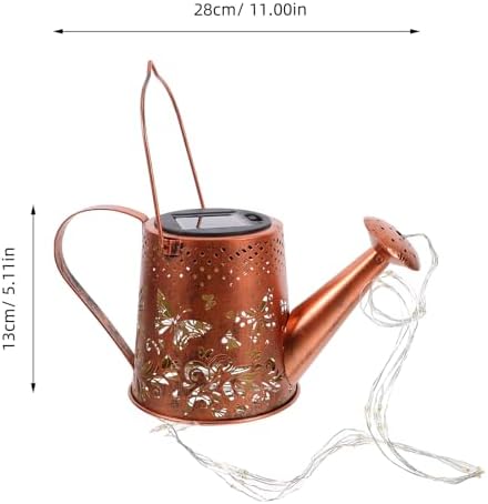 Xmas Watering Can Solar Light Iron Kettle with Stake Garden Decor - Image 2
