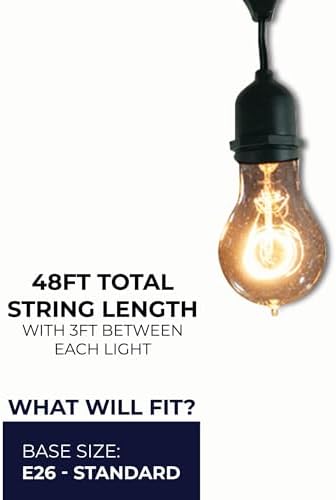 Bulbrite String15/E26-A19KT Outdoor-lightstrings, 48 Foot Black - Image 5