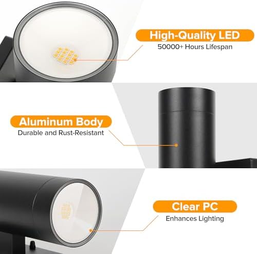 LUTEC Outdoor Wall Light Fixtures, Integrated LED Cylinder Up-Down Sconce, 16W 3000K Waterproof Aluminum Exterior Lighting, Modern Matte Black Wall Sconce Outdoor Lighting for Porch, Entryway, 4 Pack - Image 4
