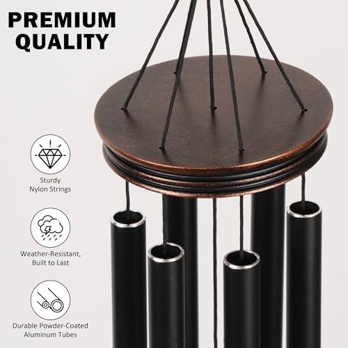Vanquer Vintage Wind Chimes for Outside Deep Tone - 34'' Wind Chimes Outdoor Clearance, Windchimes Outdoors, Memorial Wind Chimes, Sympathy Gift, Patio, Home Décor, Vintage Black (34" Hummingbird - A) - Image 3