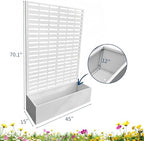Garvee Metal Planter Box with Trellis, 70.1"x45"x15" Raised Garden Beds with Trellis for Climbing Plants Vegetables, Privacy Screen Planter Box with Drainage Holes for Patio Balcony, White - Image 2