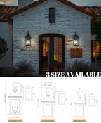 FEMILA 26" Outdoor Wall Light, Large Exterior Wall Light Fixtures, 3 Light Outdoor Wall Lantern Porch Lights for Entryway, Patio, Garage, Doorway, Matte Black Finish, E12 Base, 4FD54B-L BK - Image 3
