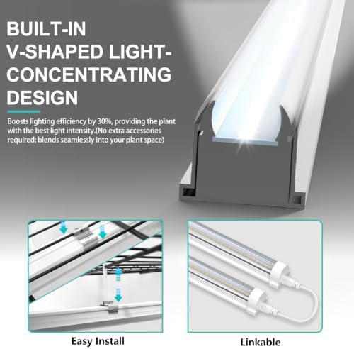 JESLED 4FT Grow Lights, 5000K Full Spectrum Sunlight White, V-Shaped Beam - Image 4