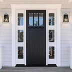 Black Outdoor Wall Sconce Lights, Farmhouse Trapezoid Anti-Rust Waterproof Outdoor Porch Lights Wall Mount Exterior Light Fixture with Clear Glass for Patio, Froot Door, Garage - Image 3