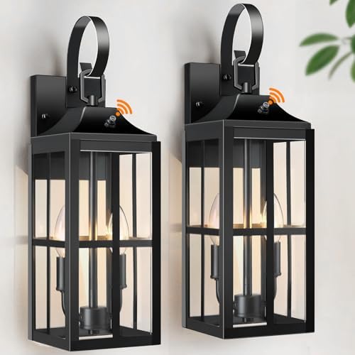 Bdrofn 2 Pack 19" Large Outside Modern Wall Sconce Light Fixture Dusk to Dawn, Industrial Porch Light Wall Mount with Glass, Waterproof Farmhouse Exterior Lamp Lighting Bulbs Included by Bdrofn