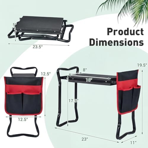 GIANTEX Garden Kneeler & Seat, Heavy-Duty Garden Bench, Black with 1 Bag - Image 3