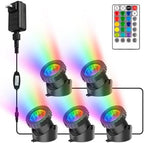RGB Pond Lights LED Underwater with Timer, IP68 Waterproof Set of 5 by CREPOW