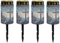 Poceacles 4 Pieces Cross Solar Powered Outdoor Lights Cemetery Solar Candle Solar Memorial Lights Outdoor Waterproof Landscape Lights for Yard Patio Lawn Outdoor Home Decor, Deer Cross Galaxy Blue by Poceacles