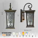 ALVIME Outdoor Wall Light Fixtures, 17 Inch Oil Rubbed Bronze Exterior Lighting Fixtures, Waterproof Outdoor Sconce Lights, Outside Porch Lanterns for House, Farmhouse, E26 Base&Clear Seeded Glass - Image 4