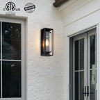 mirrea 18" Modern Outdoor Porch Wall Light, Matte Black, 2 Pack - Image 2
