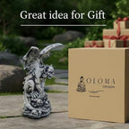 OLOMA Sitting on Skull Winged Gargoyle Concrete Statue Gothic Beast Garden Outdoor Sculpture Cement Mythical Creature Creepy Garden Decor Lawn Patio Porch Halloween Accent - Image 4