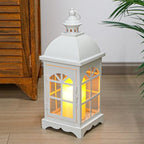 TRIROCKS Decorative Vintage Candle Lanterns 14.5" H Farmhouse Outdoor Hanging Lanterns with Tempered Glass for Porch, Balcony, Patio, Home, Centerpieces, Indoor, Outdoor(White) - Image 4