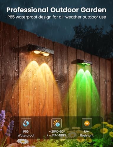 Solar Fence Lights 8 Pack 9 Colors & 11 Lighting Modes Solar Wall Lights Outdoor Waterproof IP65 RGB Color Changing Fence Lights Solar Powered for Garden Yard Patio Deck Step Patio Wall - Image 3