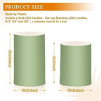 YETTASBIN Sage Green Color Flameless Candles with Remote Control and Timer, Adjustable Brightness Long Lasting Battery Operated LED Pillar Candles for Indoor Outdoor Party Holiday Home Decor, 2 Pack - Image 3