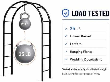 Thickened Tube Garden Arch,7.3ft Heavy-Duty Metal with 16mm Steel Tubes & 0.5mm Thickened Wall, Durable Outdoor Trellis for Climbing Plants,Roses,Garden Party,Ceremony & Decorations (Black) - Image 3