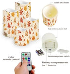 Flameless Candles Battery Operated Candles with Remote Control and Timers Color Changing Thanksgiving Day Party Decoration Flickering LED Pillar Candles Set of 4 Fall Maple Leaves - Image 3