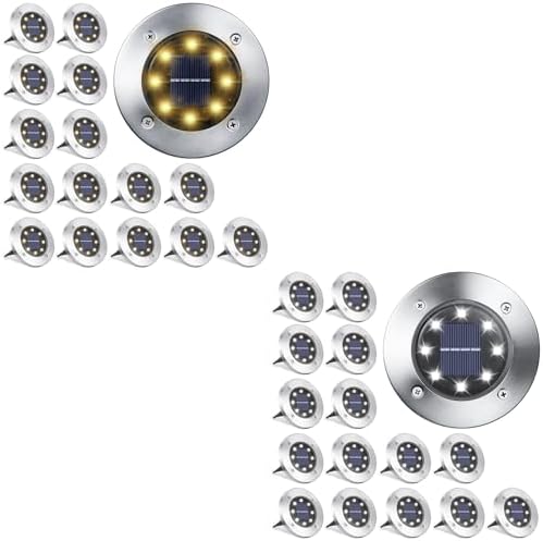 LYHOPE Solar Ground Lights Outdoor, 16 Pack 8 LED Solar Disk Lights by LYHOPE
