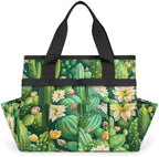 Green Succulent Cactus Garden Tool Bag with Hard Bottom and 10 Pockets by Unknown