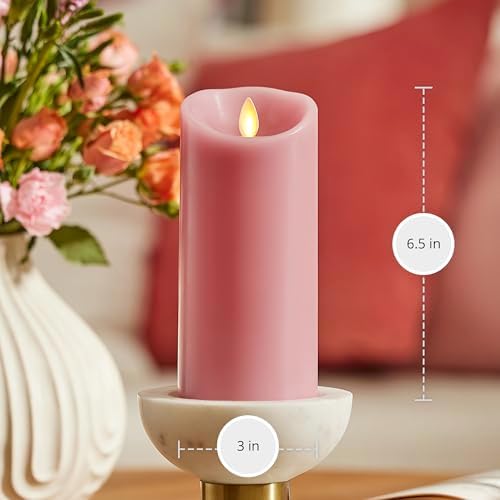 Luminara Blooming Mauve Garden Pillar Candles - Flameless Real-Flame Nature-Inspired Battery Operated LED Decor - Spring Summer Collection - 3" x 6.5" - Image 6