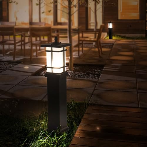 MADISH Outdoor Landscape Path Light Modern Black Waterproof Bollard Light Outside Housing Pathway Light Aluminum Walkway Lighting Hardwired E26 Sideway Post Pole Lighting Patio Porch Exterior Lawn Flo - Image 6