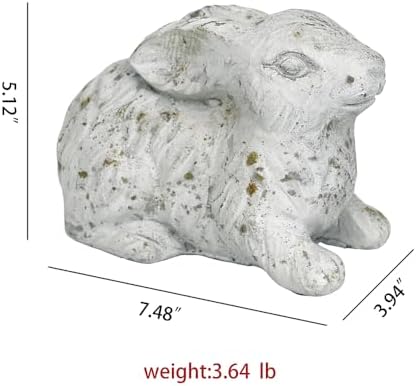 White Cement Rabbit Statue, Easter Bunny for Outdoor Garden Decor - Image 2