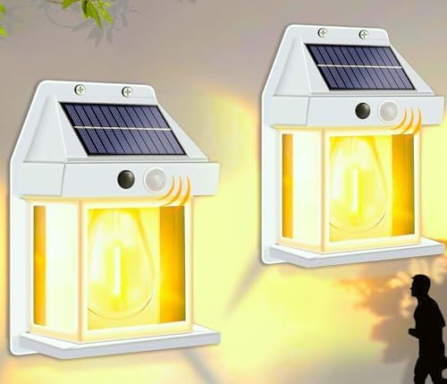 2 Pack 8.2" H Outdoor Solar Wall Lights Sconce Fixtures, White by Sunlar