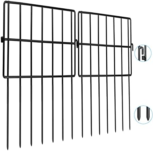 Getlay 20 Pack Animal Barrier Fences, 1.5" Gap No Digging Garden Fence Panels, Metals Black Deterrent Fence for Dogs Rabbits, Decorative Fence for Outdoor Landscape Patio Total 20 ft(L)×16 in(H) by Getlaygardenfence