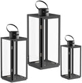 MATICO Stainless Decorative Candle Lantern Set of 3, Hanging Decor Hurricane Lantern Candle Holder for Festival Ceremony Home Decor, Both Indoor & Outdoor Use, Black by MATICO