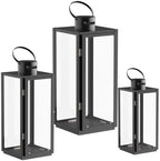 MATICO Stainless Decorative Candle Lantern Set of 3, Hanging Decor Hurricane Lantern Candle Holder for Festival Ceremony Home Decor, Both Indoor & Outdoor Use, Black by MATICO
