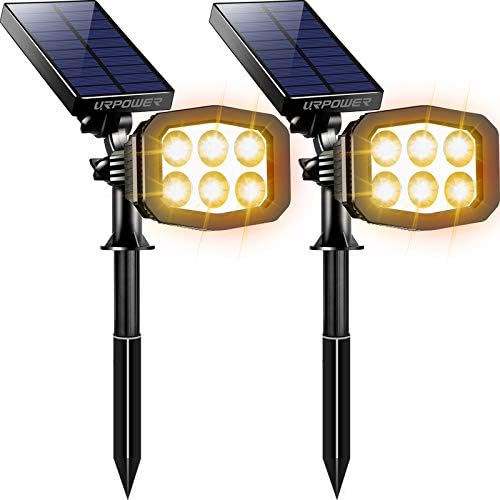 URPOWER Solar Lights Outdoor, Adjustable Solar Spot Lights Outdoor Spotlight 2-in-1 Waterproof Solar Landscape Lights Wall Light, Dusk-to-Dawn Solar Powered Lights for Yard, Garden (Warm White 2 Pack) by URPOWER