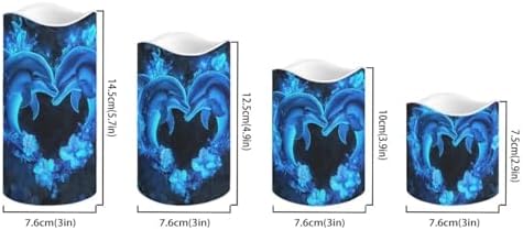 Cute DolphinSet Flameless Candles with Remote Control and Color Changing Indoor Electric Candles for Holiday Home Fireplace Kitchen Decor Pack of 4 Fake Candles - Image 2