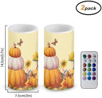 Butterfly Sunflower Flameless Candles Pumpkin Battery Operated Candles with Timer Remote LED Pillar Lights for Harvest Day Home Decoration Battery Tealights - Image 2