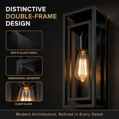 18 Inch 8 Pack Outdoor Wall Lantern Light Fixture，Large Black Exterior Wall Sconce with Clear Glass | Waterproof Anti-Rust Porch Light with E26 Socket for Entryway, Patio, Garage - Image 4