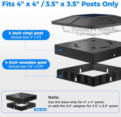 Peasur 6 Packs 4x4 Post Solar Lights with 3 Modes - Image 5