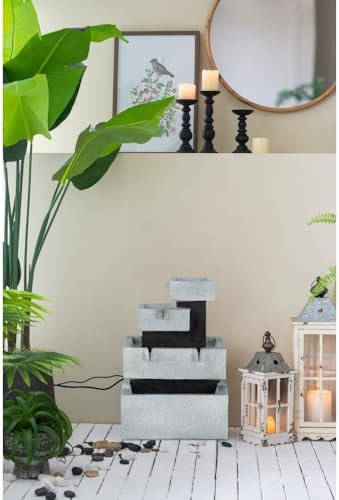 Elegant Multi-Tier Outdoor Water Fountain with LED Lighting for Garden, Patio, and Courtyard Decor (Black+ Gray + Polyresin + Contemporary + Minimalist + Modern) - Image 6