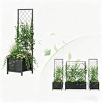 Zhongma 15.75 x 15.75 x 55 in Raised Garden Bed with Trellis,Heavy Duty Plant Box for Climbing Plants with Drainage Hole, Metal Lattice Planter Gardon Box with Inner Fabric Liners. by Zhongma