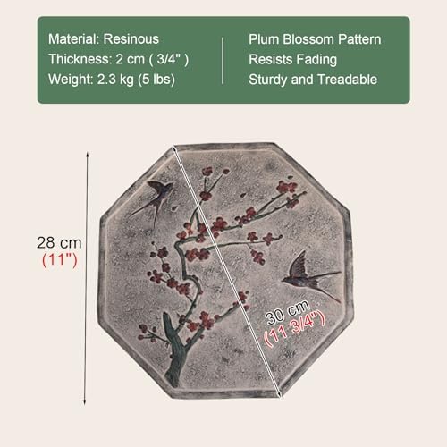 Kunovo Oriental Style Stepping Stone for Decor, Eco-Friendly Resinous Garden Step Stones, Octagonal Courtyard/Path/Lawn/Backyard Decorative Stone (Size : Plum Blossom), 58741 - Image 4