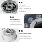 LED Pool Underwater Light, Submersible Ring Fountain Lamp, IP68 Waterproof Stainless Steel Landscape Lights, 12V Low Voltage Middle Hole LED Pond Lights, for Aquarium, Garde (9W(12V),Yellow) - Image 4