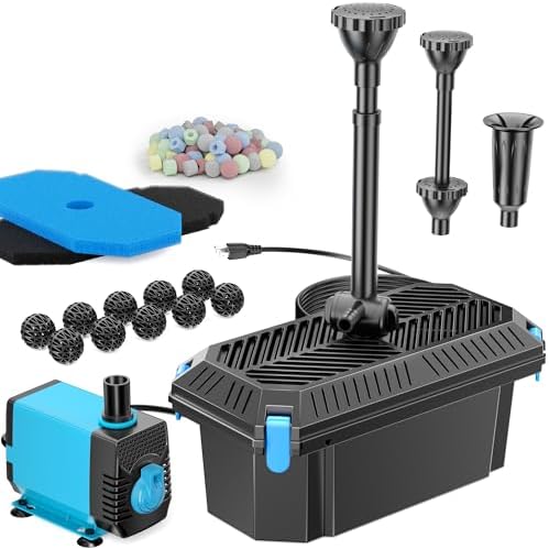 Antfraer Pond Filter with Pump Kits, Pond Filters for Outdoor Ponds Built In 660GPH Pond Pump, Pond Filter Box Suitable for Garden, Fountain, Pond, Animal Sink, Waterfall, Aquarium-Corded Electric by Antfraer