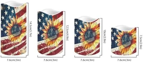 USA Flag and Sunflower Flameless Candles with Remote Control and Color Changing Decorations Indoor Electric Candles for Home Fireplace Kitchen Pack of 4 Fake Candles - Image 2