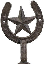 Ebros Gift Cast Iron Rustic Vintage Western Star Horseshoe Door Wall Dinner Yard Bell Outdoor Southwestern Farmhouse Cowboy Cowgirl Accent Bells - Image 2