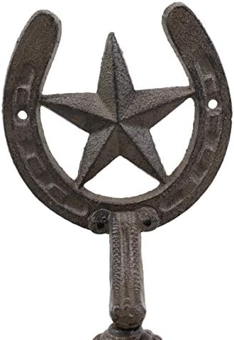 Ebros Gift Cast Iron Rustic Vintage Western Star Horseshoe Door Wall Dinner Yard Bell Outdoor Southwestern Farmhouse Cowboy Cowgirl Accent Bells - Image 2
