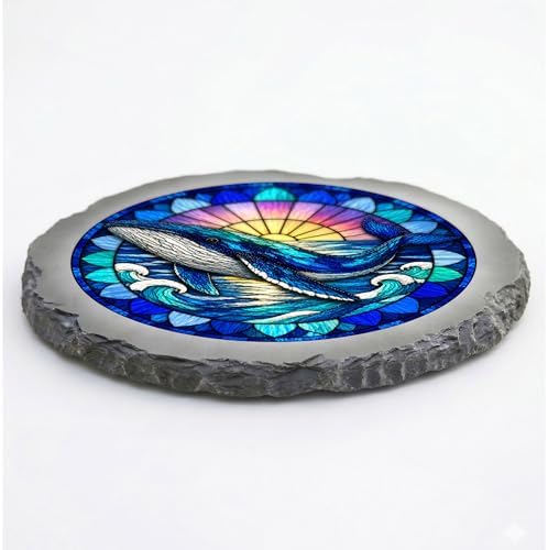 Magnolia Garden 10-Inch Humpback Whale Stepping Stone - Faux Stained Glass Ocean Marine Garden Stone, Weather-Resistant Resin Pathway Accent, Nautical Sea Life Outdoor Yard Decor & Walkway Plaque - Image 3