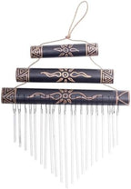 NOVICA Handmade Bamboo Wind Chimes Sun Motif Black from Bali Indonesia Outdoor Living Moon NAT Geo Decor [18.5in L x 11.75in W x 1.2in D] 'Breezy Sound' by Novica