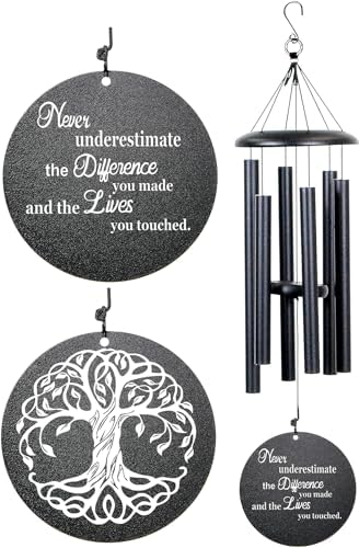 Retirement Wind Chime, Tree of Life, Inspirational Retirement Gifts for Men, Women, Teacher, Co-Worker, Employee, Nanny, Nurse (Black), NXW#303 by NETAEX