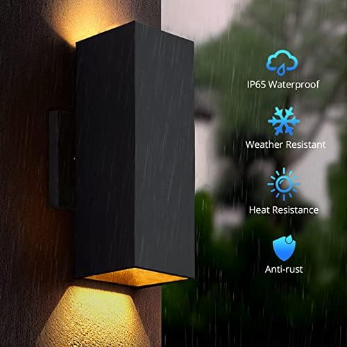 wowlite Dusk to Dawn Matte Black Outdoor Wall Sconce, 2700K Up & Down Light - Image 3