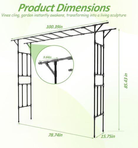 Garden Arch Trellis100.4 L×85.4" H Sturdy & Rustproof Flat Top Garden Arch - Image 2